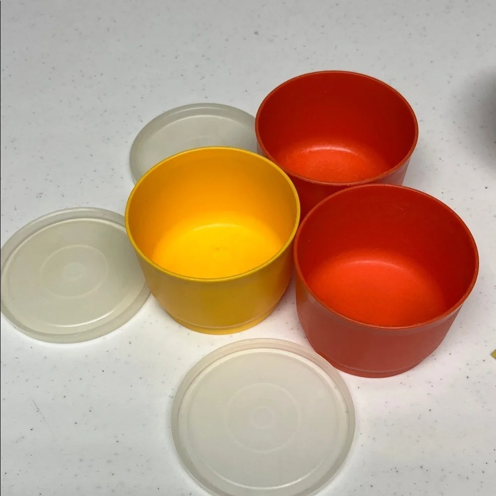 Vintage Tupperware Set of Three Colorful Snack cups